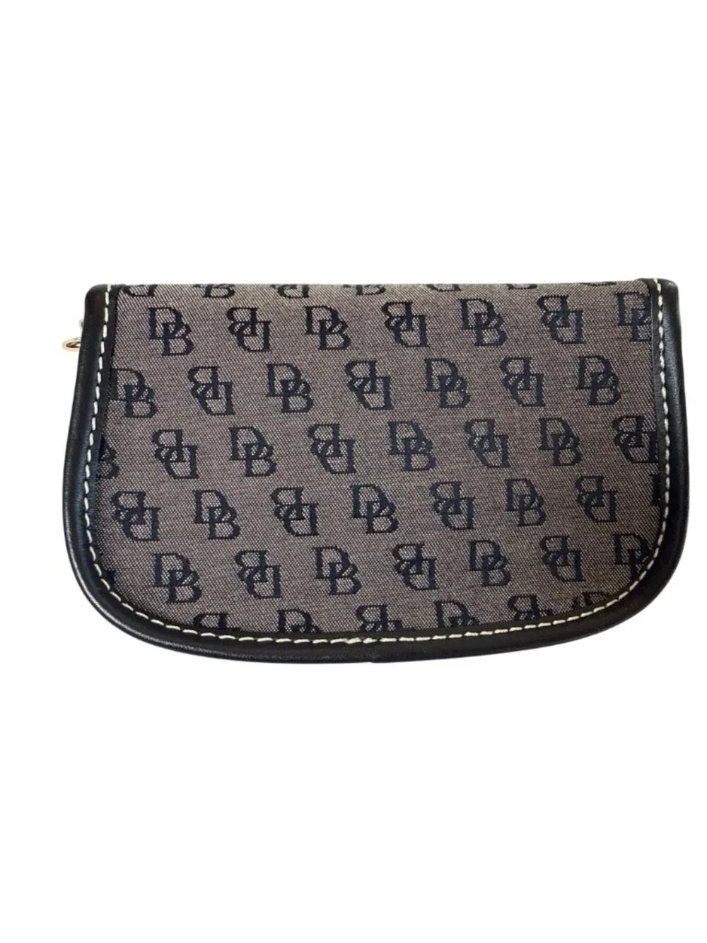 Dooney & Bourke Classic Monogram Signature Wristlet~Black Canvas Leather L18 11